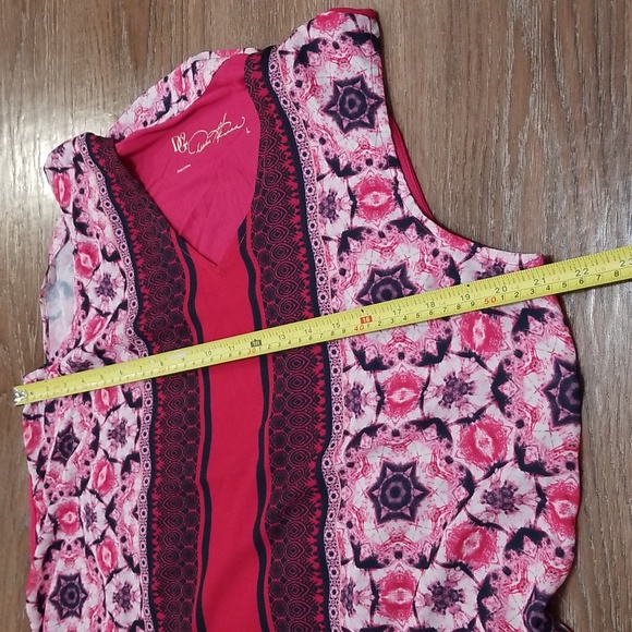 (L) DG2 by Diane Gilman Floral Print Flowy Top Built in Scarf Occasion Office - Picture 6 of 8